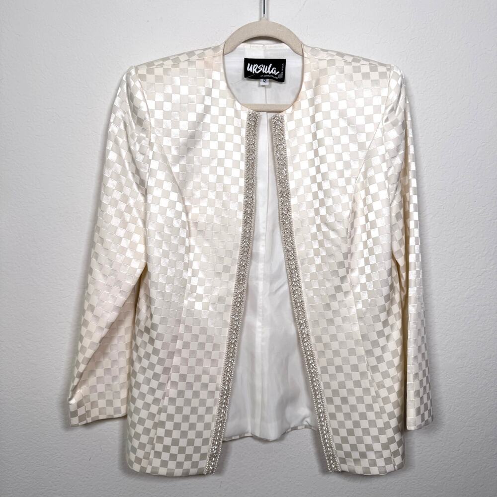 Vintage Ursula Of Switzerland Womens Beaded Blazer Jacket Size 12 80s Elegant